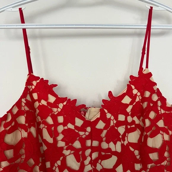 NWT Birdseye Red Lace Overlay Dress - Picture 2 of 6